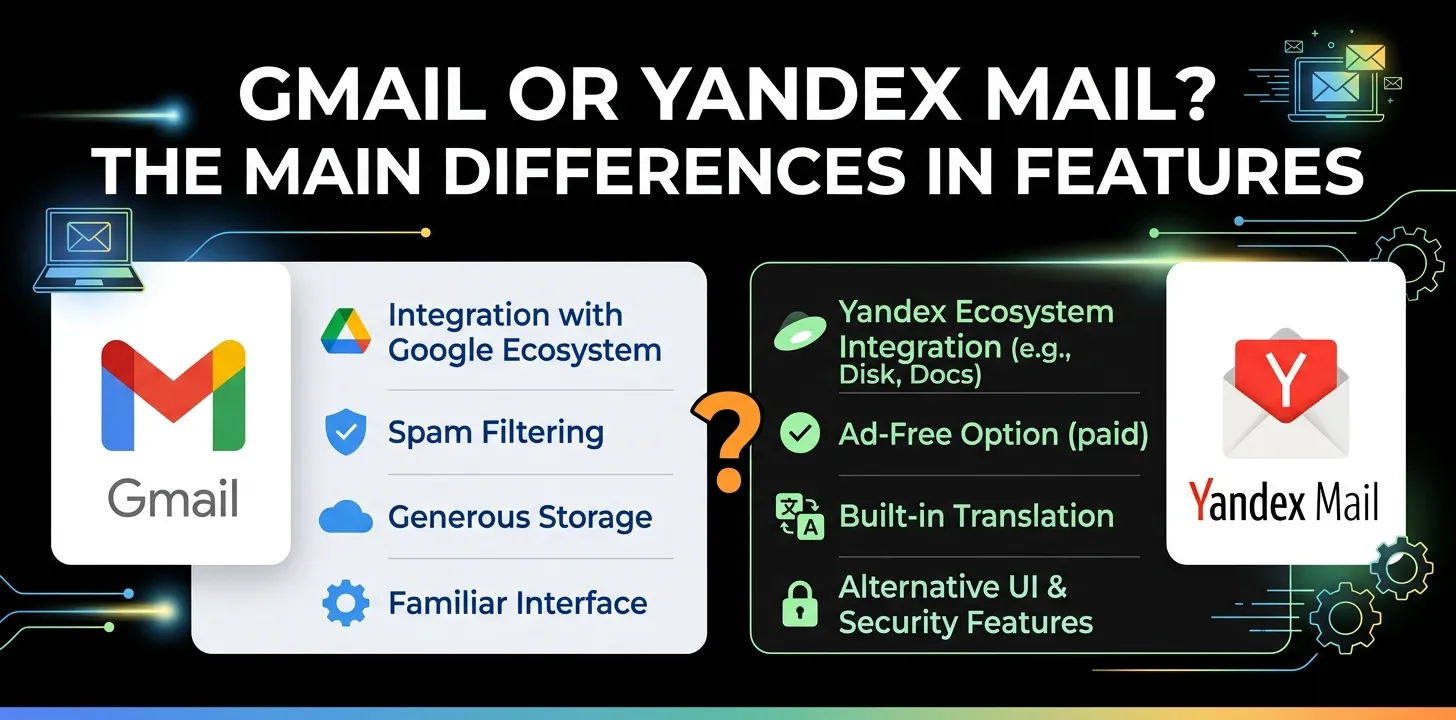 Gmail or Yandex Mail The main differences in features