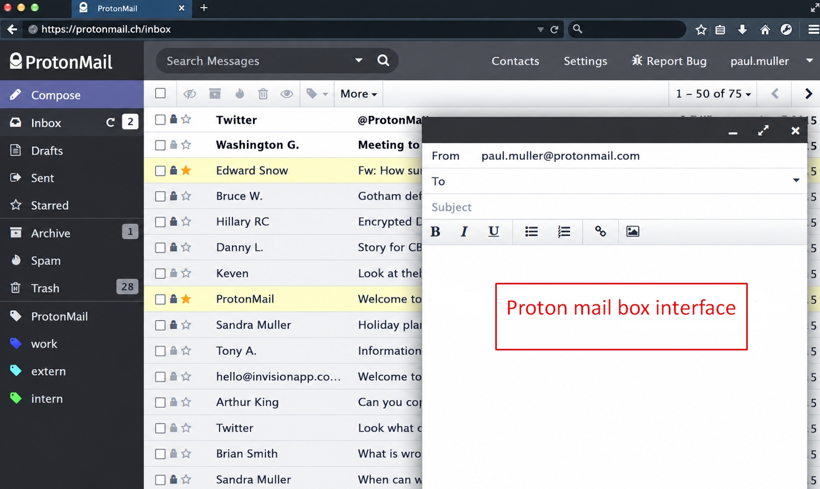 10 Best Free Email Providers for Personal Use (2026) 4 Proton mail box interface